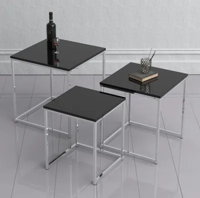 Produktbild von VCM 3-tlg. Set Beistelltisch | Couchtisch schlicht | Sofatisch aus Metall und MDF | Kaffeetisch - Glisal