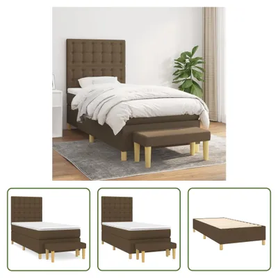 Produktbild von The Living Store Boxspringbett mit Matratze Dunkelbraun 90x200 cm Stoff