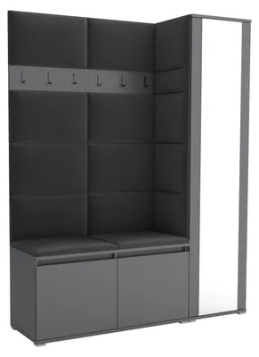 Produktbild von Garderobe LUTON 7 ANTHRACITE 16 - Farbe: anthrazit, moderne Garderobe 40x145x186 cm, funktionelle Lösung für den Flur, Garderobe, Möbel für den Flur,