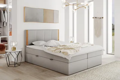 Produktbild von TRADA Perfect Lux Boxspringbett 160x200 Feder-Matratze mit Bettkasten Velour-Stoff