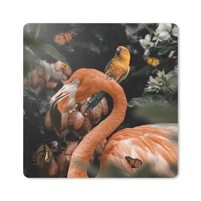 Produktbild von MuchoWow® Mauspad Mousepad Flamingo - Dschungel - Papagei 30x30 cm - Mousepads - Maus Mat - Pad - Mausunterlage - Gaming