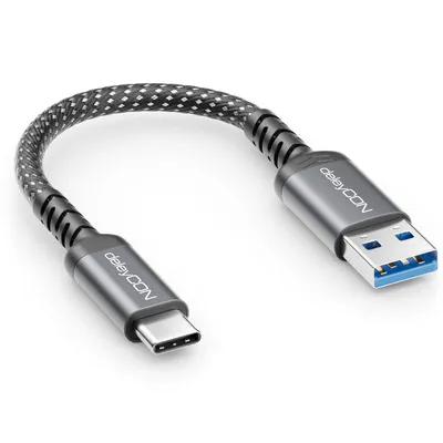 Produktbild von deleyCON 0,15m USB-A auf USB-C Kabel USB 3.2 Gen1 5Gbps