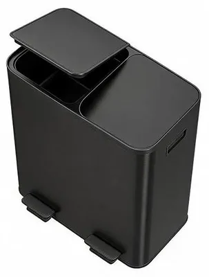 Imagen del producto de Sistema de separación de residuos para la cocina, 50/30 litros (2 cubos de 15 litros) - Cubo de basura de acero inoxidable