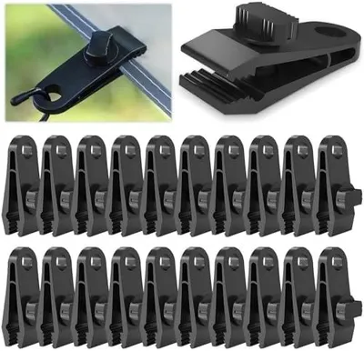 Produktbild von Planenspanner,20 Stück Planenclips,Planenbefestigung Nylon Plastik Tarp Clips,Planenklammern Einstellbar,Multifunktion Spanner Befestigungsclips für Markisen,Windseil und Banner,Schwarz