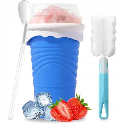 Produktbild von Slushy Maker Magic Slushy Maker Cup Summer Ice Shaker Cup, Frozen Cup Smoothie Cup Slushy Maker mit Strohhalmlöffel und Tassenbürste für Slushie Eis