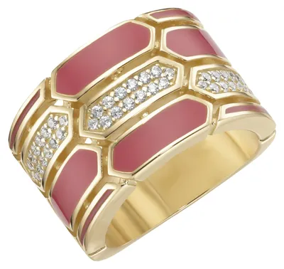 Produktbild von Ring Giorgio Martello Milano mit Emaille-Einlagen und Zirkonia, Silber 925 Gold 54