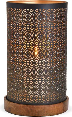 Produktbild von Windlichter Metall Holz schwarz 2 Größen