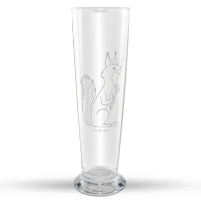 Produktbild von Mr. & Mrs. Panda Bierglas Eichhörnchen Blume - Transparent - Geschenk, Weizenbier Glas, Spaß, Mr Mrs Weizenglas, Lustige Sprüche, Eichhorn, Weizen, Spruch Positiv, Bier