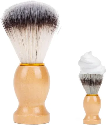 Imagen del producto de Cepillo de afeitado con cerdas suaves, mango de madera, 11 cm, para el afeitado