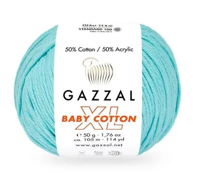 Produktbild von Gazzal Baumwolle XL 3451 Handstrickgarn Baumwollmischgarn Wolle 50 g 105 m Türkisblau