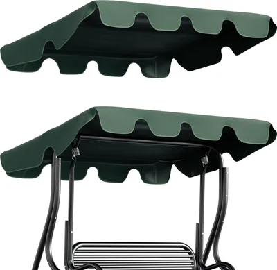 Image de Aopunly Toit solaire de rechange universel Balançoire hollywoodienne 3 places Housse de rechange Toit solaire balançoire Toit bâche vert 210x145cm