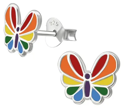 Produktbild von Kinderohrstecker: Silber Ohrringe für Mädchen „bunter Schmetterling“