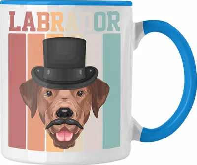 Produktbild von Trendation - Labrador Besitzer Tasse Geschenk Lustiger Spruch Geschenkidee Retro Vinatge Labrador (Blau)