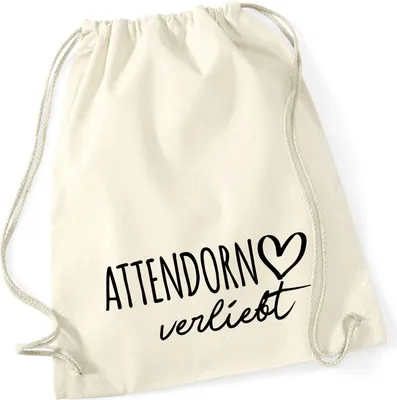 Produktbild von Huuraa Turnbeutel Attendorn verliebt 12 Liter Natural Baumwolle Rucksack Geschenkidee
