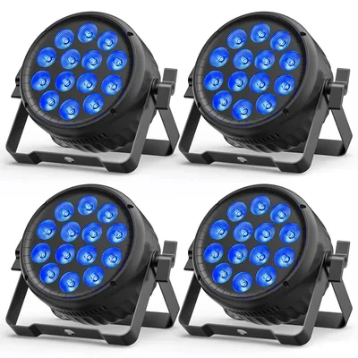 Obrázok produktu pre Sada 4 LED reflektorov – 180 W – RGBW – DMX – Vhodné na pódium a pre DJ – Európska zástrčka – AC 100–240 V