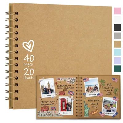 Fotoalbum 20,5x20,5 cm, 20 Blätter, 40 Seiten, Kraftpapier