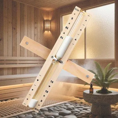 Produktbild von 15-Minuten Houten Sauna Zandloper mit Weißem Zand, Hitzebeständig, für Sauna & Wellnessbereich