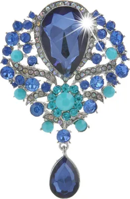 Produktbild von Lady Fashion Strass Tropfen Anhänger Brosche Pin Hochzeit Schmuck Geschenk Dekor-Marine