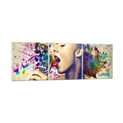Produktbild von Bilder auf glas - Singen mikrofon energie - 120x40cm - Glasbilder - Wandbilder - Kunstdruck - zum Aufhängen bereit - Wanddekoration aus Glas - Glas Bilder - Wandbild auf Glas - GCA120x40-2622