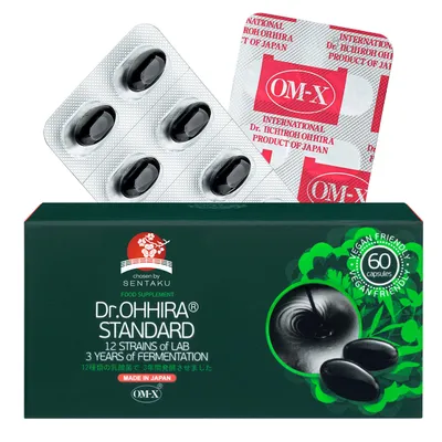 Image de Dr. Ohhira Probiotiques OM-X – 12 souches probiotiques – équilibre de la flore intestinale – extrait végétal fermenté – 60 gélules
