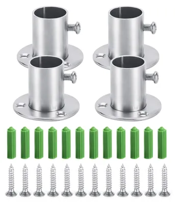 Garderobenstangenhalter-Set, 4 Stück, Edelstahl, 19 mm, Wandmontage