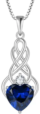 Image de Collier pour femme en argent sterling 925, motif celtique, symbole de l'infini, avec une pierre de naissance saphir, longueur 45+3 cm