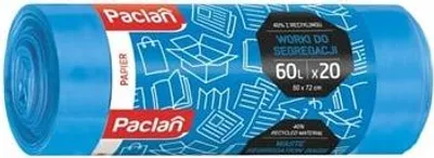 Obrázok produktu pre Papierové vrece Paclan 60l 20 ks modré.