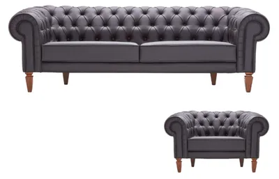 Produktbild von Chesterfield 3-Sitzer Sofa Sessel Couch Sofa Couchen 1 Sitzer Einsitzer Leder