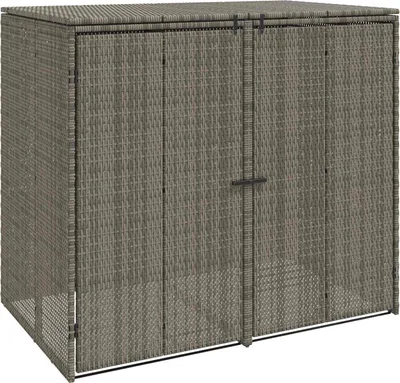 Image de vidaXL Abri pour poubelles, 2 pièces, gris, 130 x 80 x 115 cm, polyéthylène