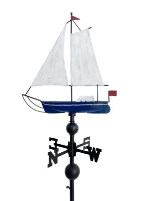 Produktbild von Windfahne mit Segelyacht, maritime Wetterfahne mit Bodenstecker