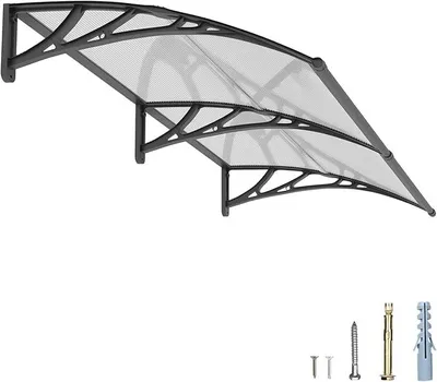 Produktbild von Vordach für Haustür 100x200cm, UV Überdachung Haustür aus Polycarbonat – Schützt vor Regen Schnee für Terrasse, Veranda Fenster
