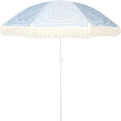 Immagine prodotto di Ombrellone da spiaggia e da giardino da 176 cm con frange – Blu – Ombrellone retrò per giardino e vacanze