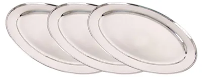 Image de set de 3 plats de service en acier inoxydable 30cm Plateau de buffet Plateau de fête