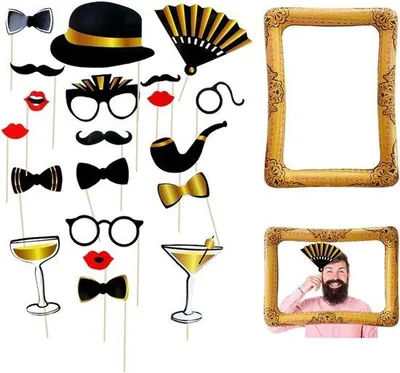 Produktbild von Famanu Fotobooth Accessoires 21 Stück - Lustige Fotoprops für Feiern