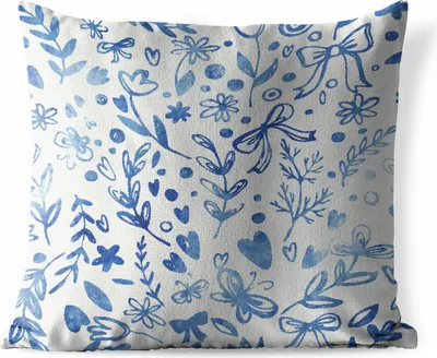 Produktbild von MuchoWow® Outdoor Kissen - Ein florales Muster in blauen Farben - 50x50 cm - Wetterfest - Lounge Kissen - Komfortabel - Kissen mit Bild