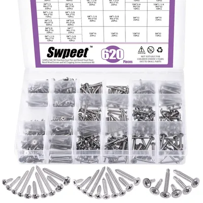 Produktbild von Set von 620 Selbstschneidenden Schrauben - 3 Typen #6 #8 #10