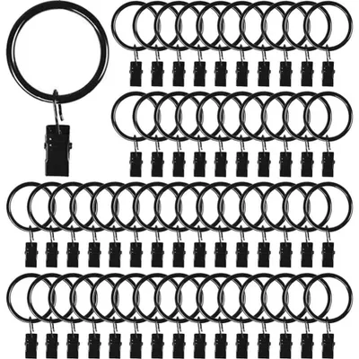 Obrázek produktu pro Kroužky na závěsy s klipy, balení 40 kusů, kov, vnitřní průměr 3,2 cm