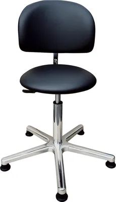 Produktbild von Drehhocker Indianapolis High mit Rückenlehne | Sitzhöhe 52-70cm | Ø 61cm | Tragfähigkeit 110kg | Kunstleder-Sitz | Aluminium-Fußkreuz mit Gleiter | Pilz Schwarz