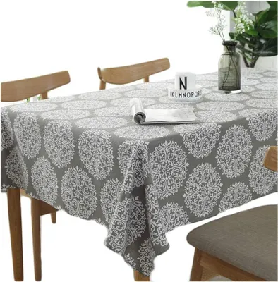 Produktbild von meioro Grey Retro Tischdecke Rechteckige Tischdecken Baumwolle Leinen Tischtuch Geeignet für Home Küche Dekoration Tischtuch Tischwäsche, Verschiedene Größen(120 x 120 cm)