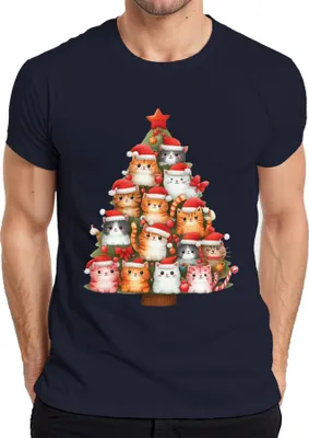 Produktbild von Katzen Weihnachtsbaum Katzenbesitzer - Weihnachten Weihnachtsgeschenk Christmas Herren T-Shirt, Navy, XXL