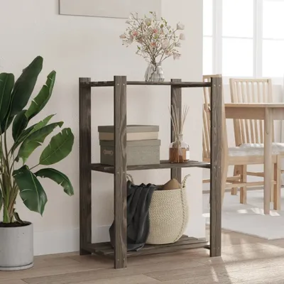 Produktbild von "2026 Promotion" Lagerregal mit 3 Böden Grau 60x38x90 cm Massivholz Kiefer - Lager- & Regalsysteme CC22690