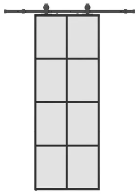 Obrázek produktu pro vidaXL Posuvné dveře s kováním černé 76x205 cm sklo ESG