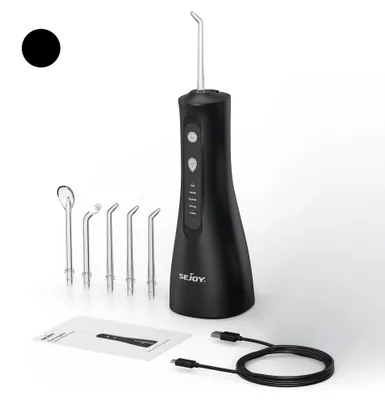 Produktbild von Kabellose Munddusche - WF401 elektrische Munddusche - Wiederaufladbar - 300 ml - 5 Düsen - 4 Modi - USB-C - Schwarz