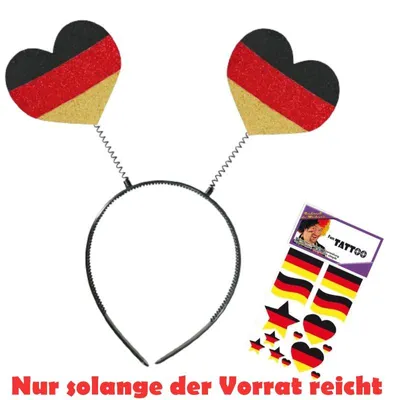 Produktbild von Haarreif Fan mit Herzen mit GRATIS Tattoos Fan Accessoire Deutschland