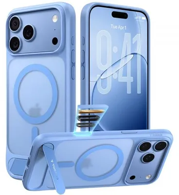 Immagine prodotto di Custodia MagSafe per Apple iPhone 18 Pro Max / 17 Pro Max, marca Torras, modello Ostand L1 Guardian, colore blu