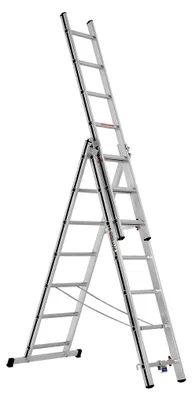 Produktbild von Alu-Mehrzweckleiter | Einsteigermodell | 3 x 7 Sprossen | maximale Arbeitshöhe 5,10 m