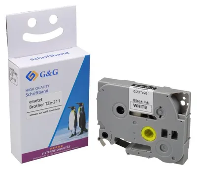 Produktbild von G&G Schriftband 6mm x 8m sw-ws Komp. m. Brother TZe-211