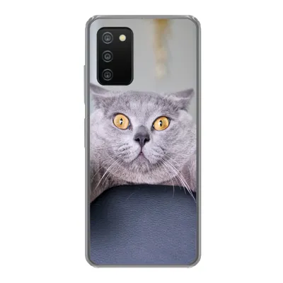 Produktbild von MuchoWow® Handyhülle Schutzhülle Hülle für Samsung Galaxy A03s Katze - Angst - Stuhl Silikon Softcase Handy Hülle - Schutz