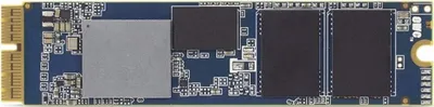 A close-up, top-down view of an SSD drive on a white background.