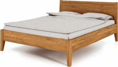 Produktbild von Bett Sydo 7 aus Wildeiche massiv 90x200 cm mit Holzkopfteil und Holzbeinen